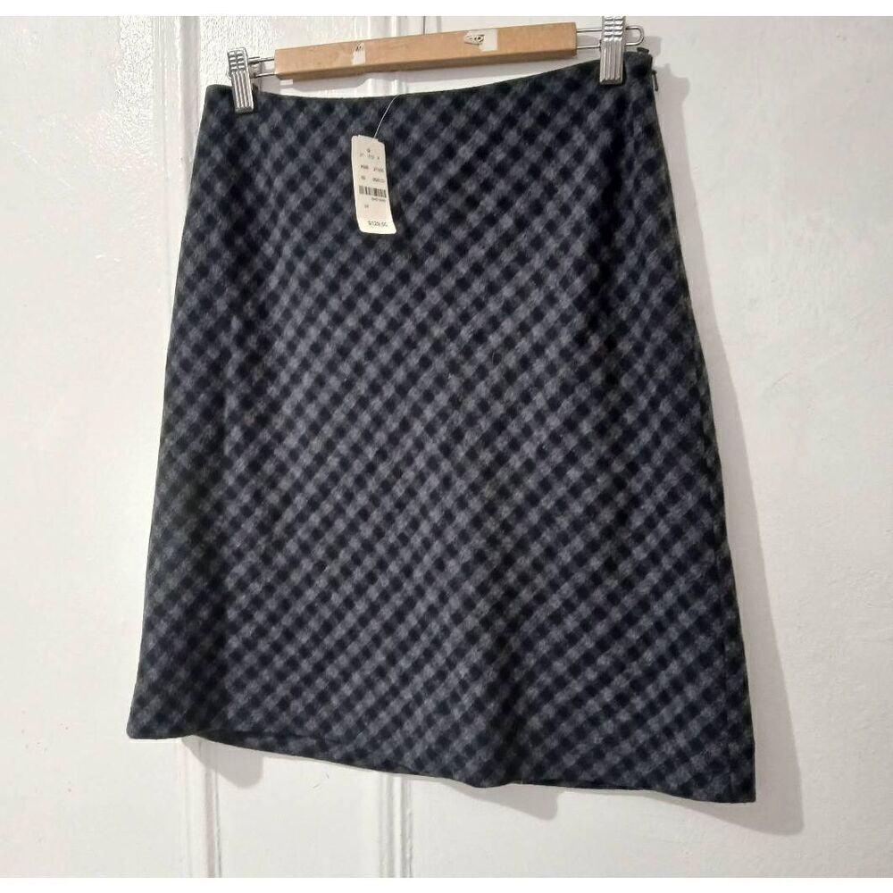 Brooks brothers womens size 4 small flare knee length wool skirt blue gray $129